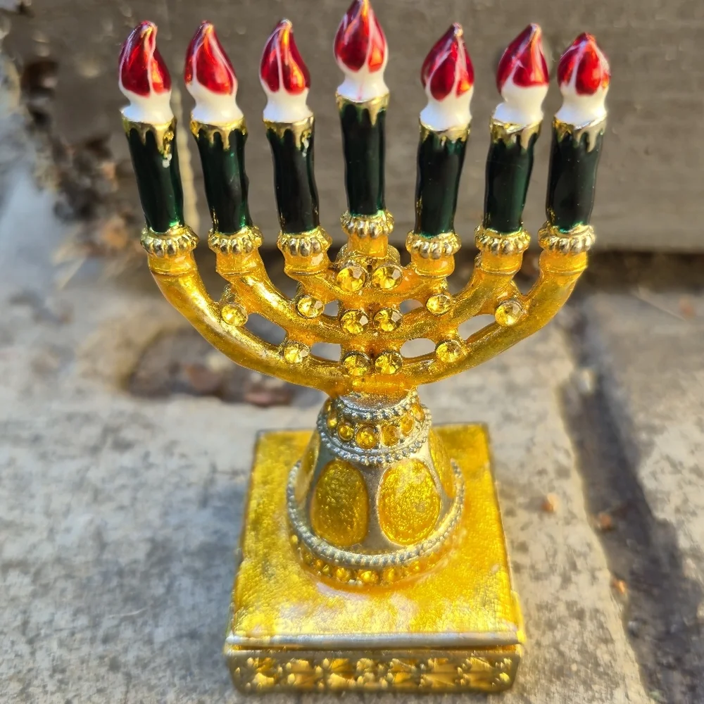 Gold and‎ Red Decorative Menorah Accent